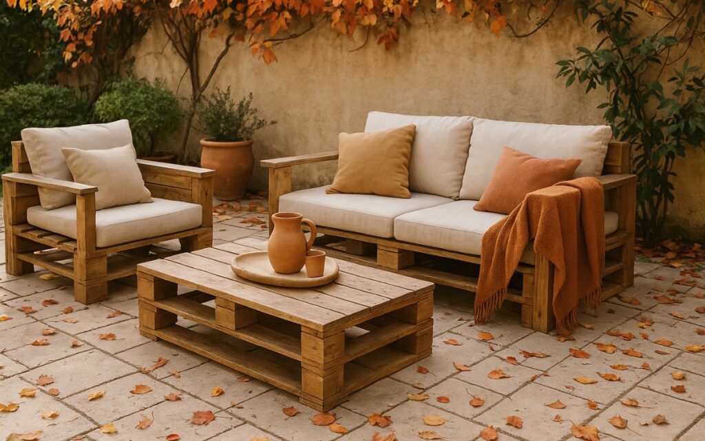 mobiliario de jardín con palets